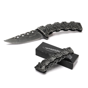 OHMY FIT Unique Pocket Folding Knife with A Sculpted Chain Handle