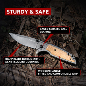 OHMY EXO_ Pocket Folding Knife with Wooden Handle