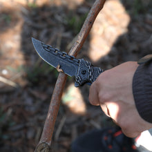 OHMY FIT Unique Pocket Folding Knife with A Sculpted Chain Handle