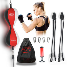 OHMY FIT Flex Dual Double End Punching Bag - Bungee Cords w/Special Flex Adjustable System - Durable Bladder Speed Bag - Boxing Training Equipment for Adults - Home Gym Accessories